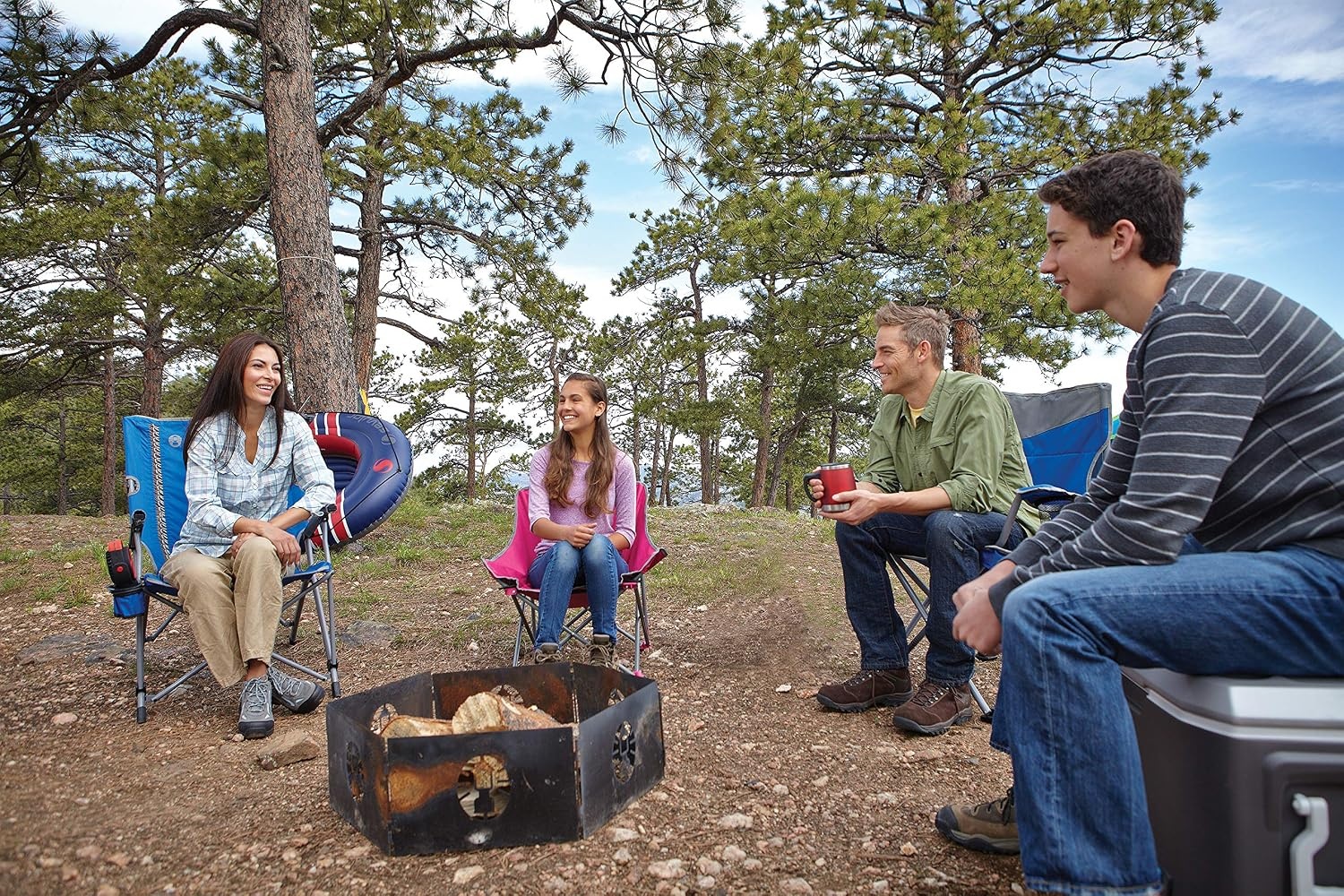 image:imageColeman BigNTall Camping Chair with Cup Holder ampamp Side Pocket WaterResistant XL Outdoor Seat Supports up to 600 lbs Great for Camping Tailgating Firepits Patio ampamp MoreBlue
