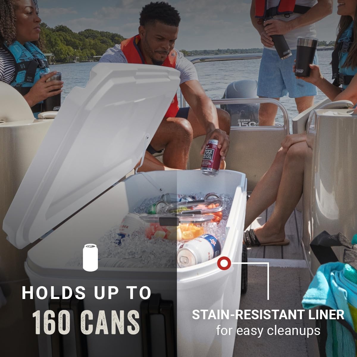 image:imageColeman Marine Cooler with Fully Insulated UV Guard Lid ampamp Body Keeps Ice for 3 Days Great for Boating ampamp Fishing 52qt100qt Wheeled120qt Options100qt Wheeled