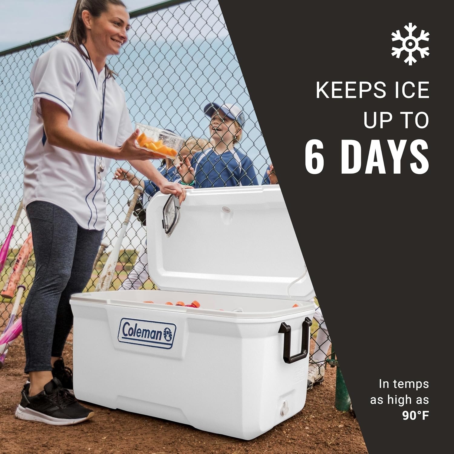 image:imageColeman Marine Cooler with Fully Insulated UV Guard Lid ampamp Body Keeps Ice for 3 Days Great for Boating ampamp Fishing 52qt100qt Wheeled120qt Options120qt