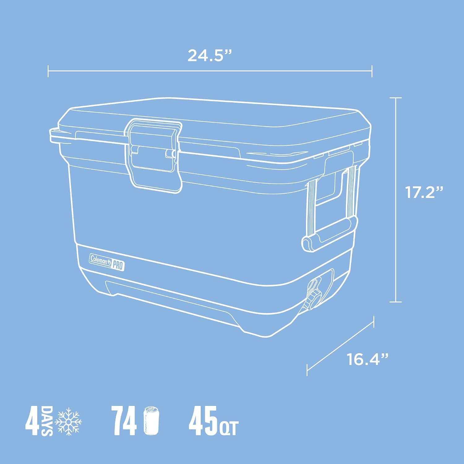 image:imageColeman Pro HeavyDuty 25qt UltraLight Premium Hard Cooler ExtraThick Insulation Keeps Ice up to 3 Days 36Can CapacityBlue Sky