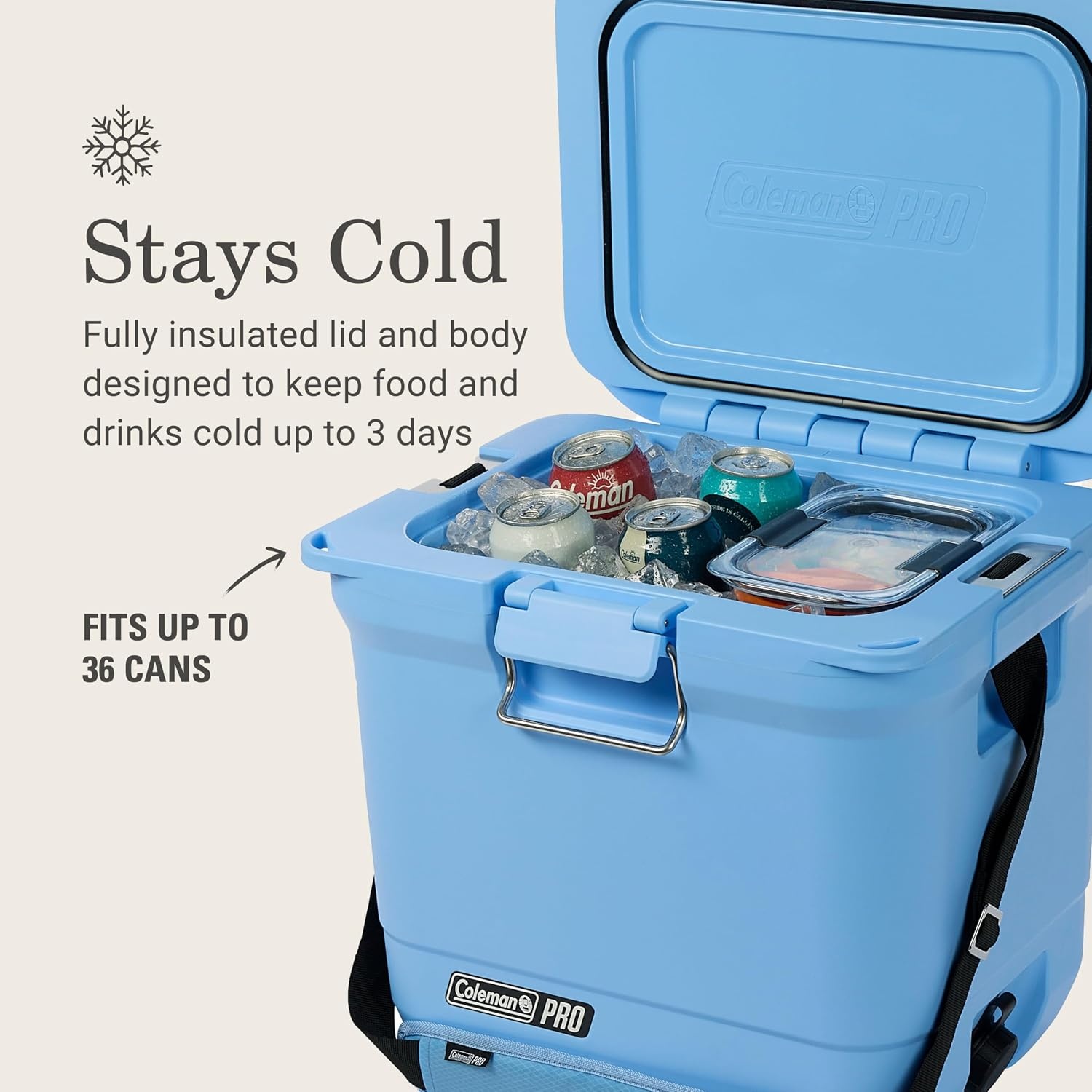 image:imageColeman Pro HeavyDuty 25qt UltraLight Premium Hard Cooler ExtraThick Insulation Keeps Ice up to 3 Days 36Can CapacityBlue Sky