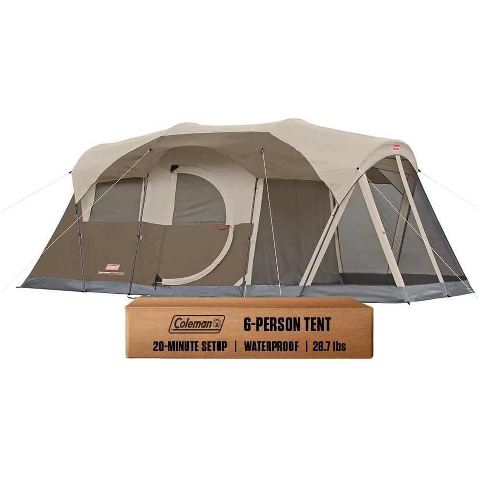 image:imageColeman 6Person WeatherMaster Camping Tent with Screened Porch Weatherproof Tent with Screen Room Rainfly ampamp Carry Bag Included Made Without PFAS ChemicalsPfasfree